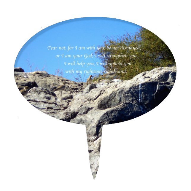 Bible Verses Inspirational Quote Isaiah 41:10 Cake Topper (Front)