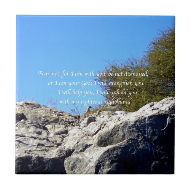 Bible Verses Inspirational Quote Isaiah 41:10 Ceramic Tile (Front)