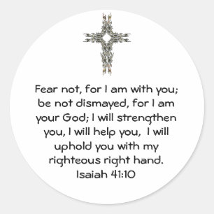 Bible Verses Inspirational Quote Isaiah 41:10 Classic Round Sticker