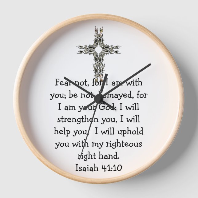 Bible Verses Inspirational Quote Isaiah 41:10 Clock (Front)