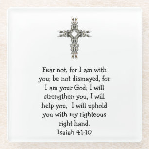 Bible Verses Inspirational Quote Isaiah 41:10 Glass Coaster