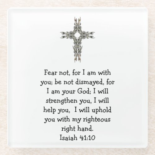 Bible Verses Inspirational Quote Isaiah 4110 Glass Coaster