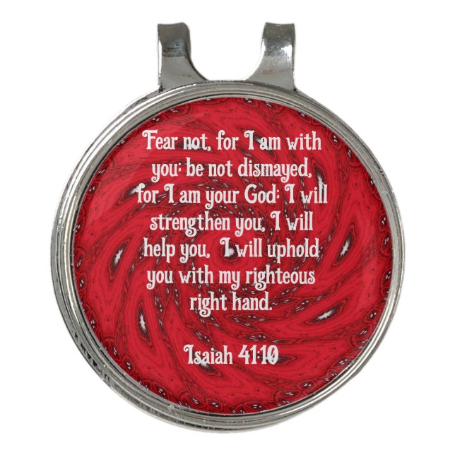 Bible Verses Inspirational Quote Isaiah 41:10 Golf Hat Clip (Front)