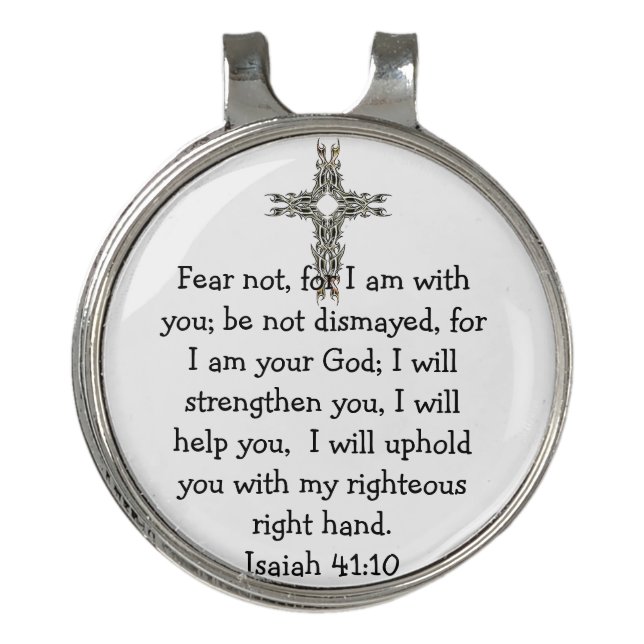 Bible Verses Inspirational Quote Isaiah 41:10 Golf Hat Clip (Front)