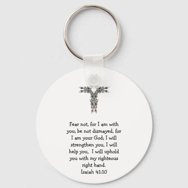 Bible Verses Inspirational Quote Isaiah 41:10 Keyc Keychain (Front)