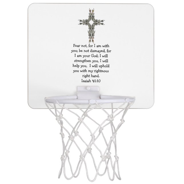 Bible Verses Inspirational Quote Isaiah 41:10 Mini Basketball Hoop (Front)