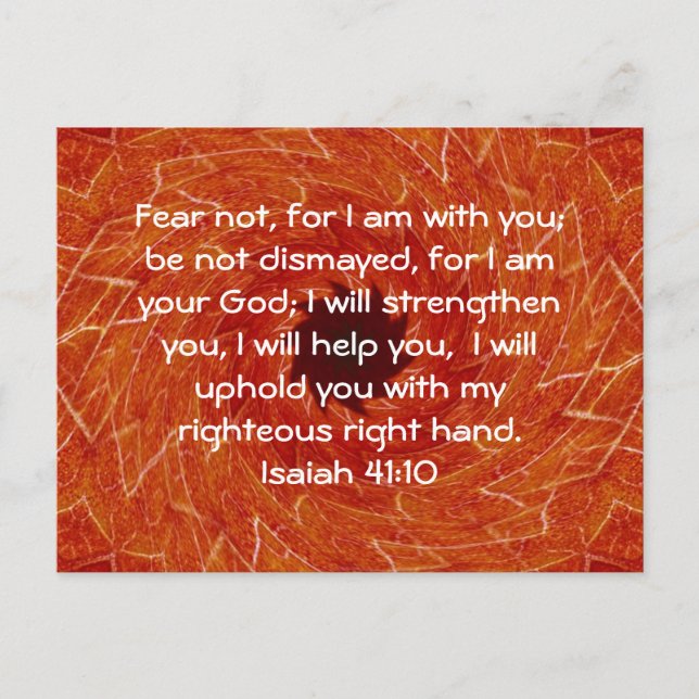 Bible Verses Inspirational Quote Isaiah 41:10 Postcard (Front)