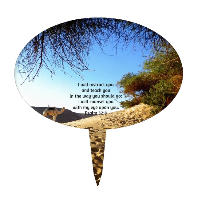 Bible Verses Inspirational Quote Psalm 32:8 Cake Topper (Front)