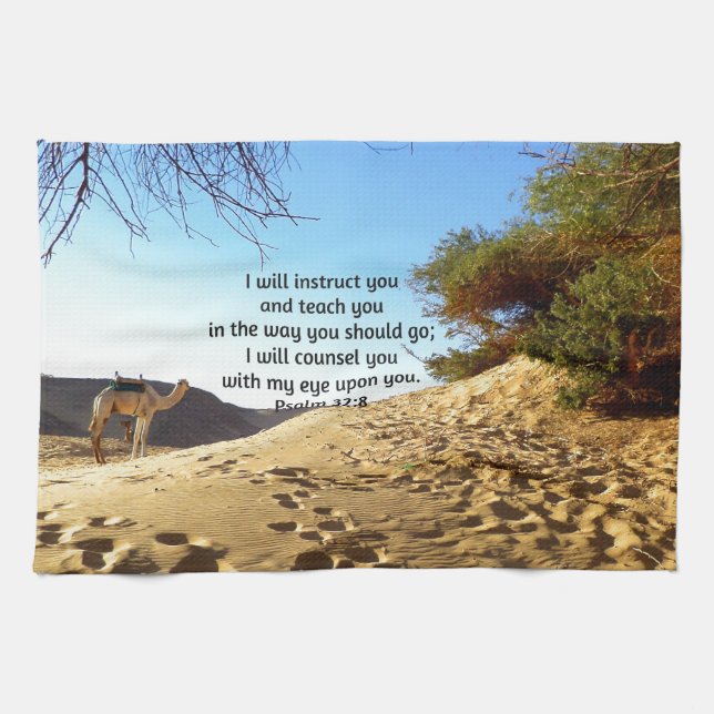 Bible Verses Inspirational Quote Psalm 32:8 Kitchen Towel (Horizontal)