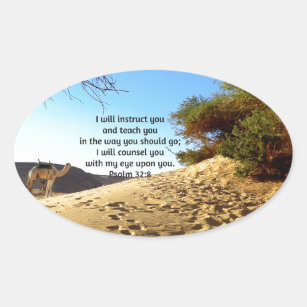Bible Verses Inspirational Quote Psalm 32:8 Oval Sticker