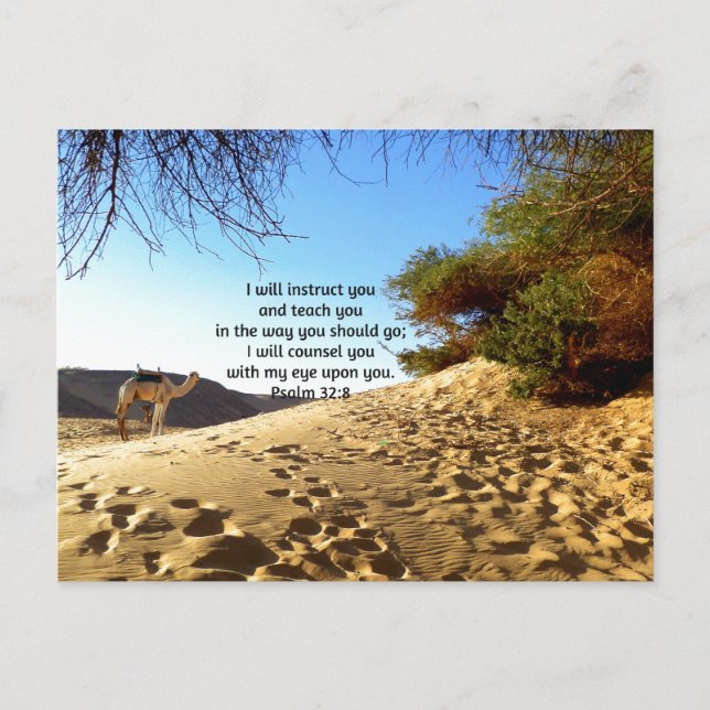 Bible Verses Inspirational Quote Psalm 32:8 Portab Postcard (Front)