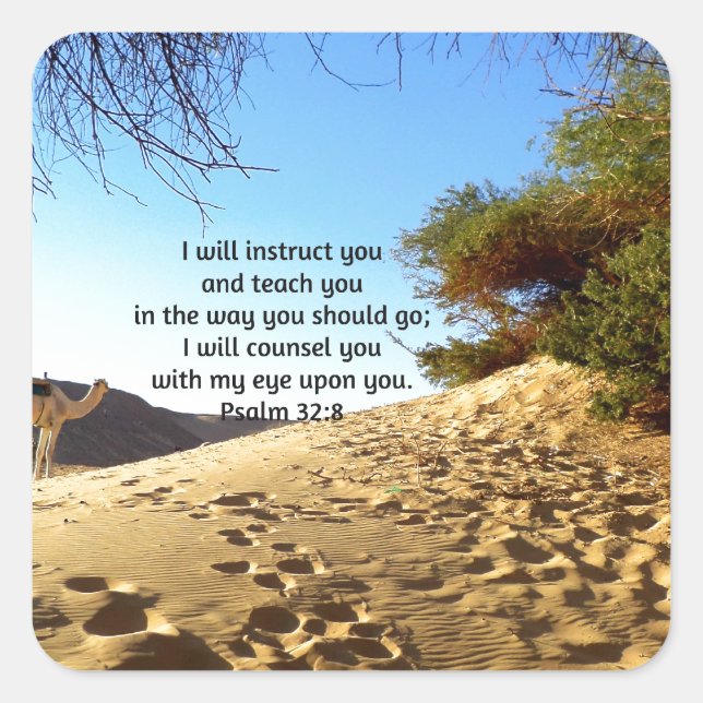 Bible Verses Inspirational Quote Psalm 32:8 Square Sticker (Front)