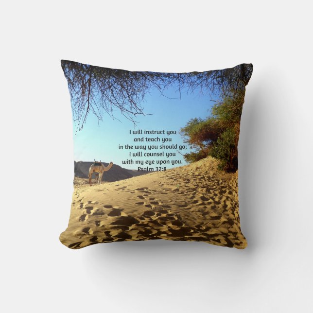 Bible Verses Inspirational Quote Psalm 32:8 Throw Pillow (Front)