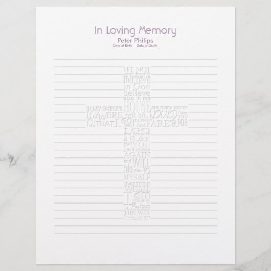 Bible Verses John14 Funeral Book Filler Page - 5 (Front)