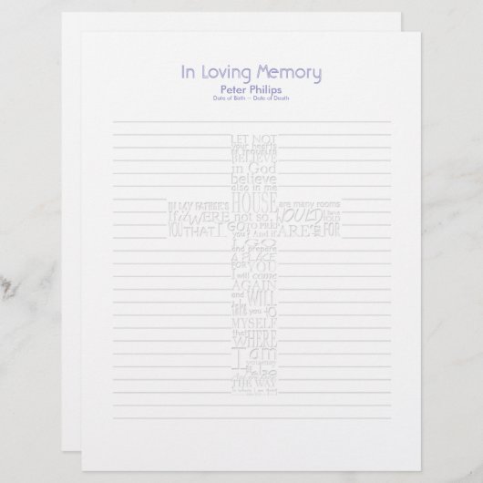 Bible Verses John14 Funeral Book Filler Page - 6 (Front/Back)