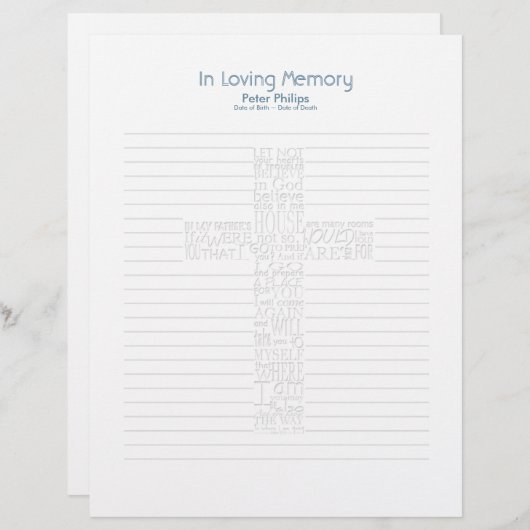 Bible Verses John14 Funeral Book Filler Page - 8 (Front/Back)