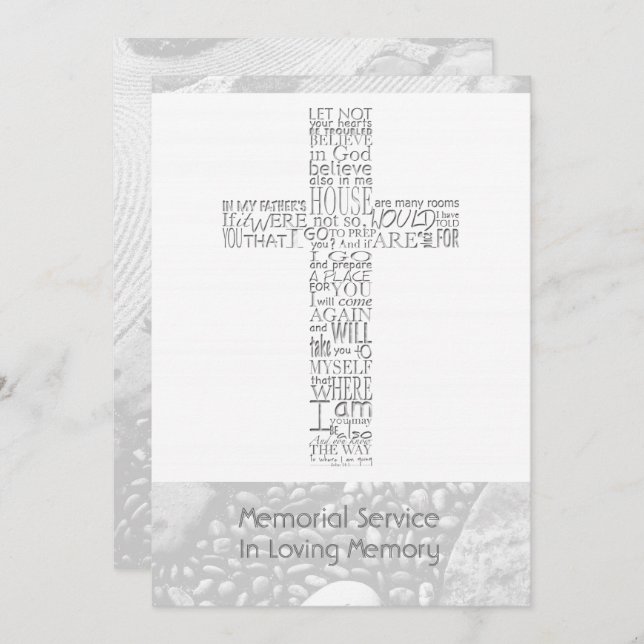 Bible Verses John 14 Memorial Service 3 Invitation (Front/Back)
