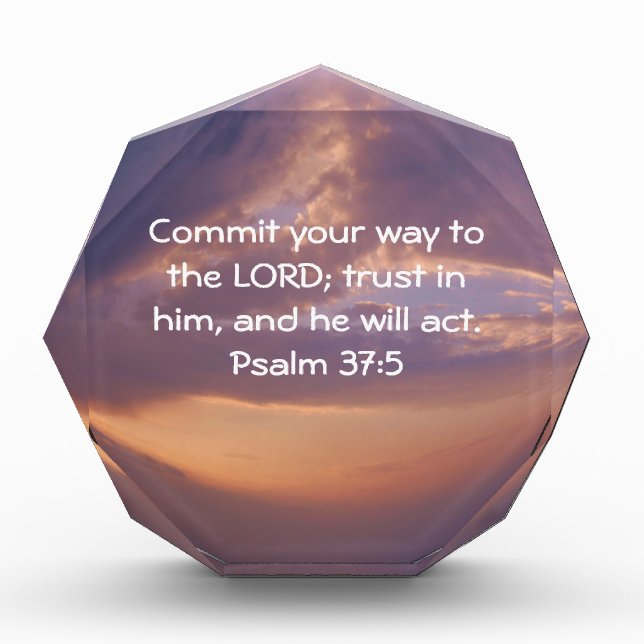 Bible Verses Motivational Scriptures Psalm 37:5 Award (Front)