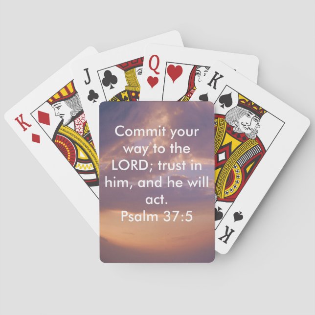Bible Verses Motivational Scriptures Psalm 37:5 Poker Cards (Back)