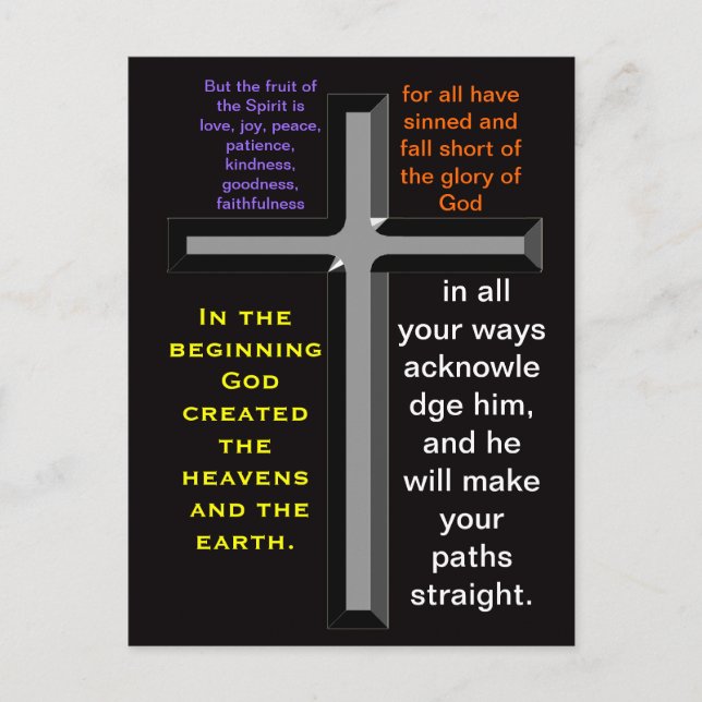Bible verses on a colorful postcard (Front)