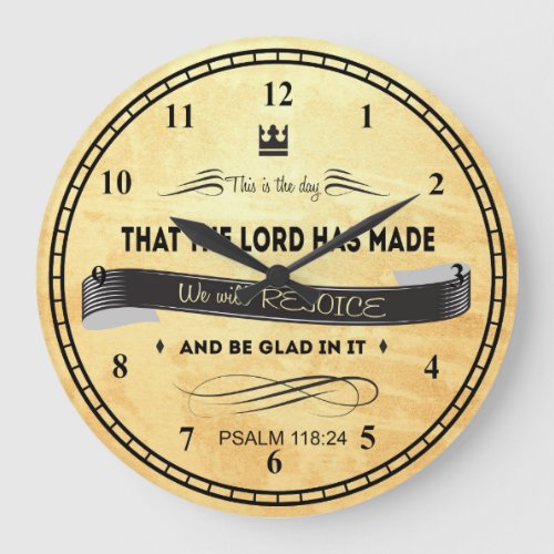 Bible Verses This is the Day Large Clock