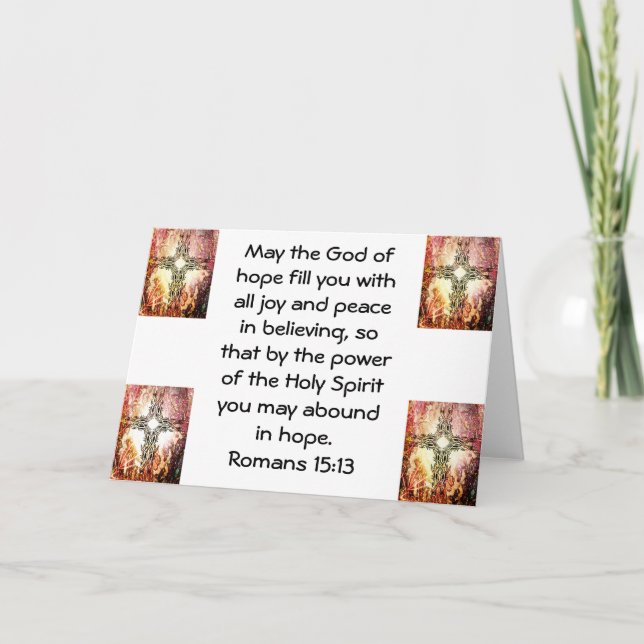 Bible Verses Uplifting Quote Romans 15:13 Card (Front)