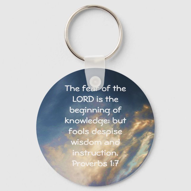Bible Verses Wisdom Quote Saying Proverbs 1:7 Keychain (Front)