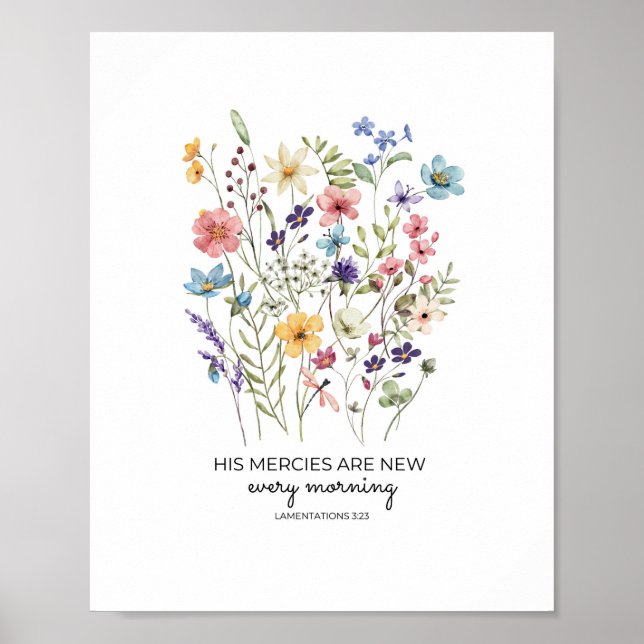 Bible Wall Art, His Mercies Are New Every Morning Poster (Front)