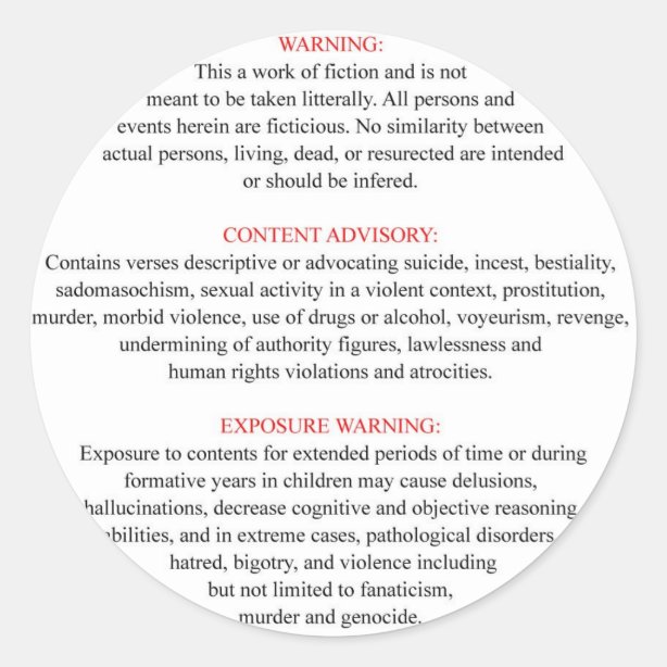 Warning labels on bibles