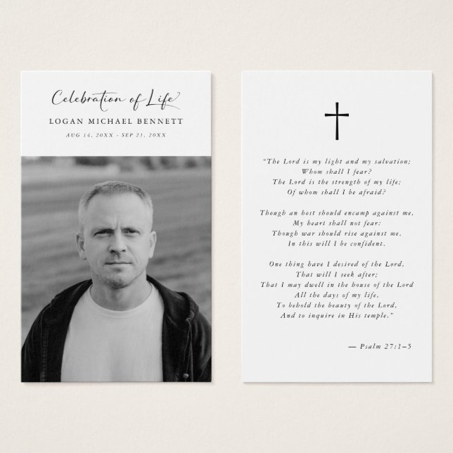 Biblical Celebration of Life Funeral Prayer Card (Front & Back)
