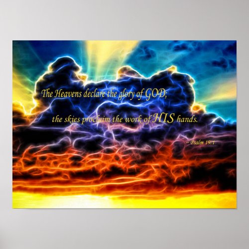 Biblical Electrified Cumulus Clouds Skyscape Poster