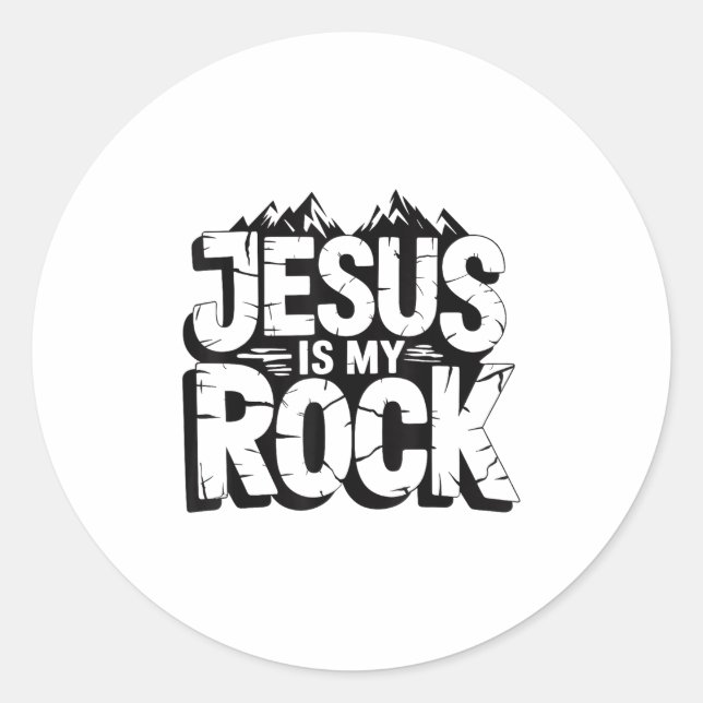 Biblical Jesus Is My Rock Christian  Classic Round Sticker (Front)
