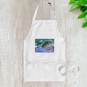 Biblical Jonah and the Whale Ocean Scene Adult Apron
