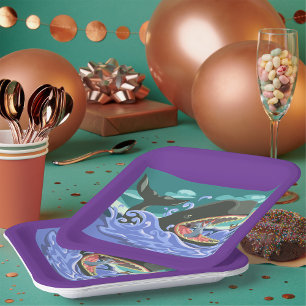 Biblical Jonah and the Whale Ocean Scene Paper Plates