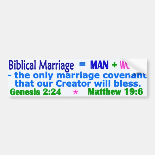 Biblical Marriage Bumper Sticker (Front)