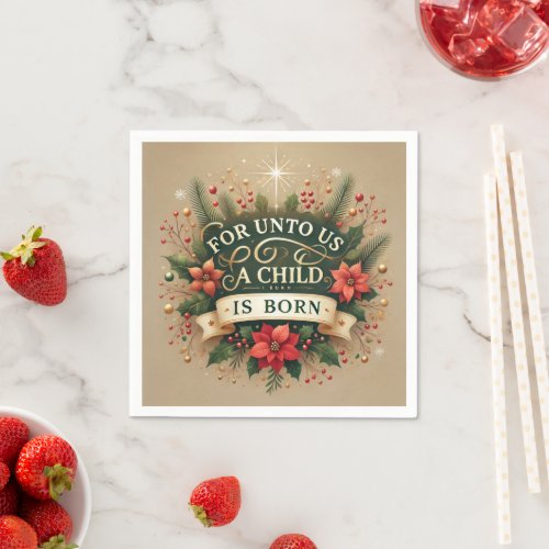 Biblical Nativity For Unto Us a Child Découpage Napkins