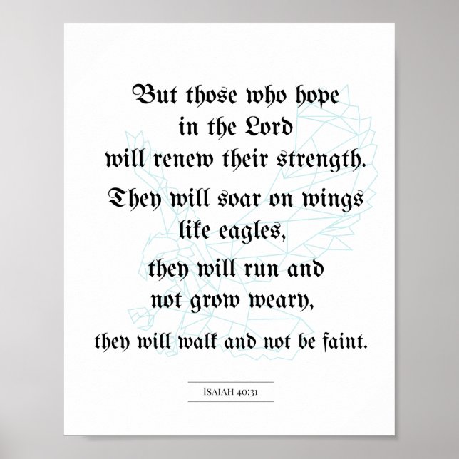 Biblical poster, Christian poster, Isaiah 40:31 Poster (Front)