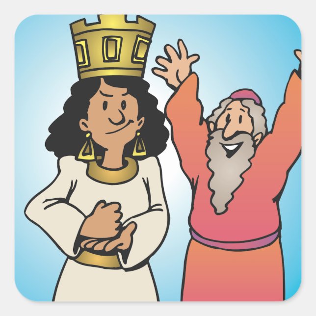 Biblical Queen and Prophet Faith-Based Characters Square Sticker (Front)