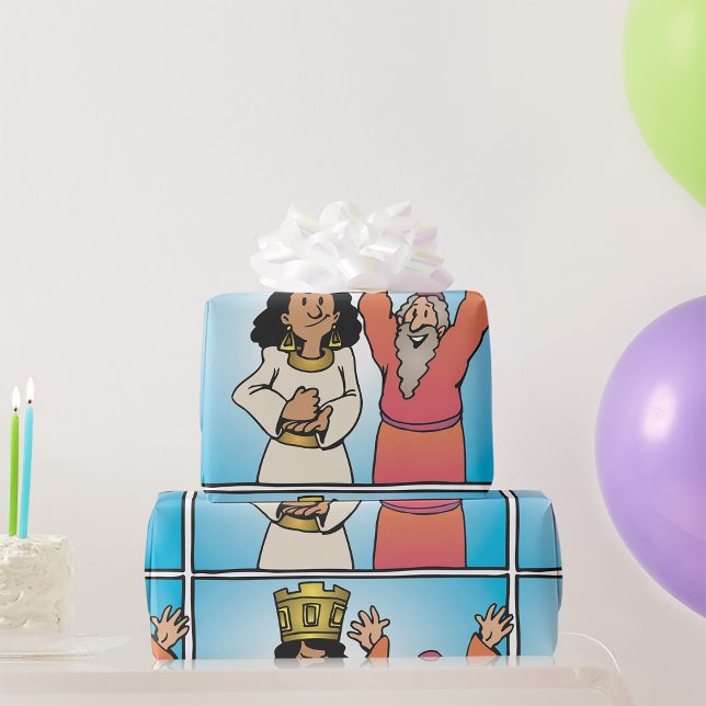 Biblical Queen and Prophet Faith-Based Characters Wrapping Paper (Creator Uploaded)