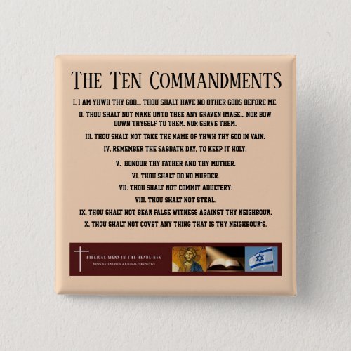 Biblical Signs ITH Ten Commandments Button