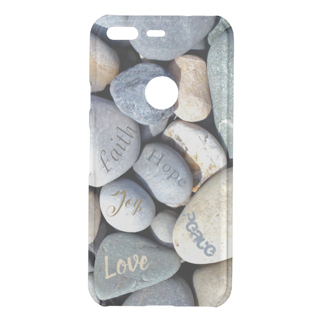 Biblical Values Love Hope Faith Joy Peace Pebbles Uncommon Google Pixel Case (Back)