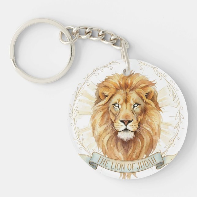 Biblical WatercolorAcrylic Keychain Lion of Judah  (Front)