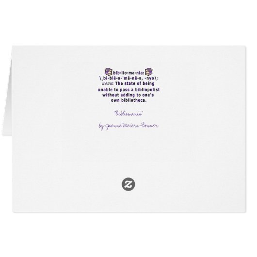 Bibliomania Blank Card (Back Horizontal)