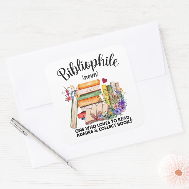 Bibliophile Definition Square Sticker (Envelope)