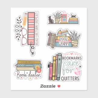 Bibliophile's Delight: Quirky & Colorful Book Stic Sticker
