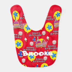 Bibs, #1 Happy 4th Birthday Red Baby Bib