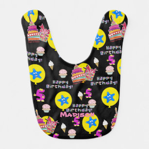 Bibs, #5 Happy 5th  Birthday Black Baby Bib