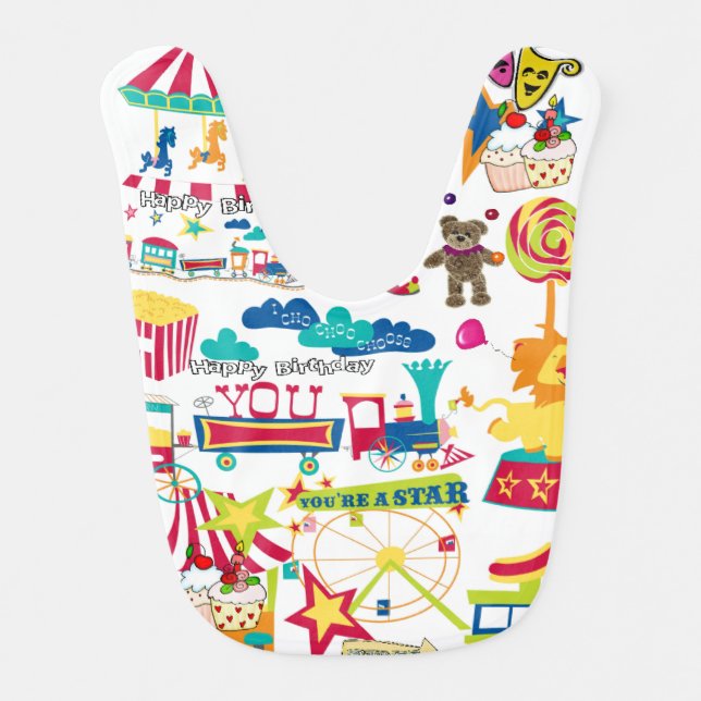 Bibs Happy Birthday Carnival Circus  (Front)
