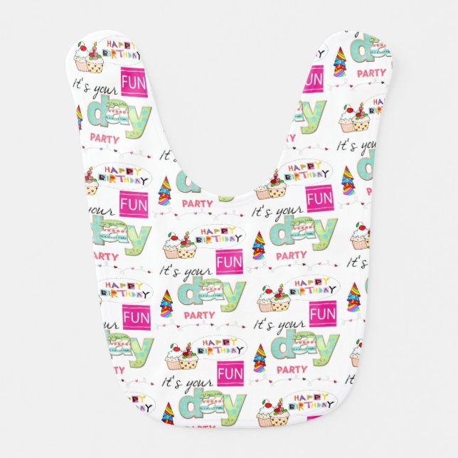 Bibs Happy Birthday FUN Cupcake (Front)