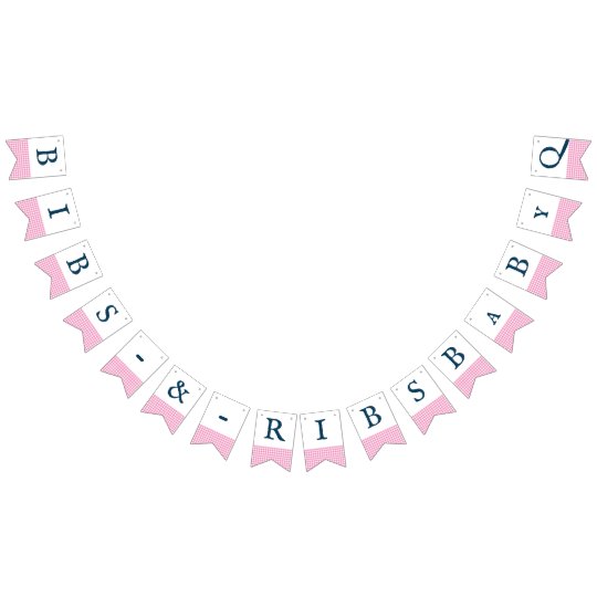 Bibs & Ribs BaByQ Editable Pink Navy Baby Shower Bunting Flags